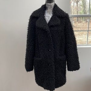 Topshop teddy coat black - size 6
